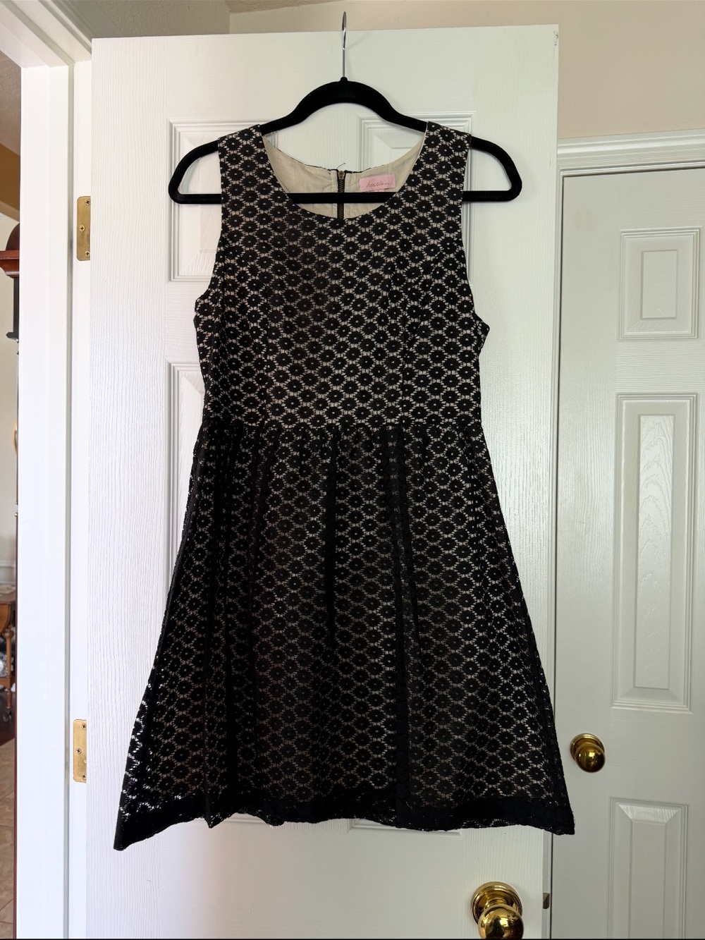Girls Black Lace Fit-and-Flare Dress
